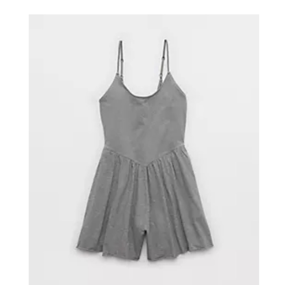 Aerie at the barre Romper in dark Heather Gray